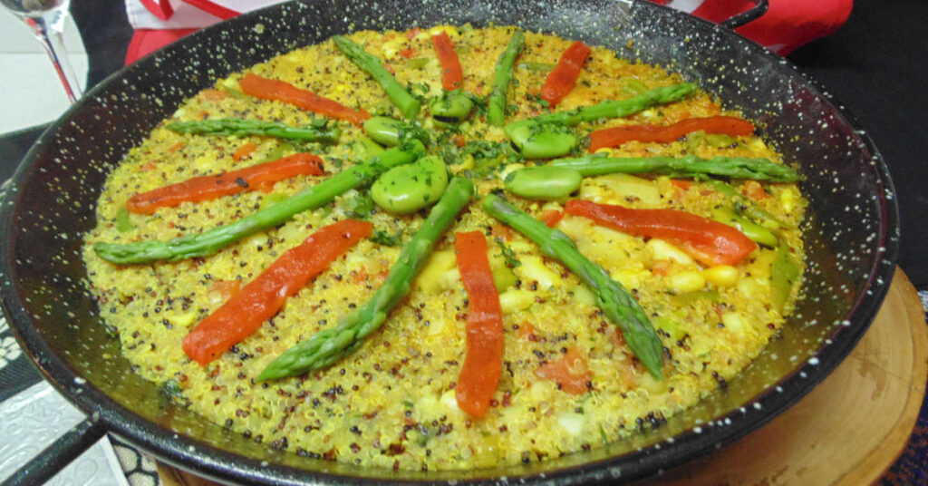 Receta de paella de quinoa y verduras