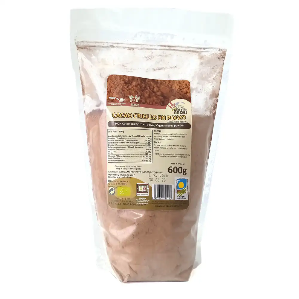 Cacao criollo en polvo ecológico 600 grs