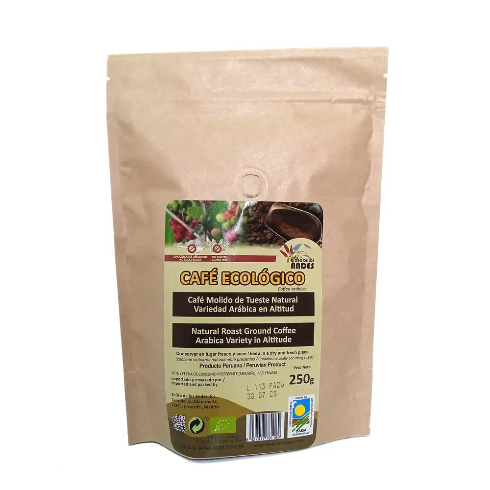 Café molido de tueste natural variedad arábica en altitud 250 gramos