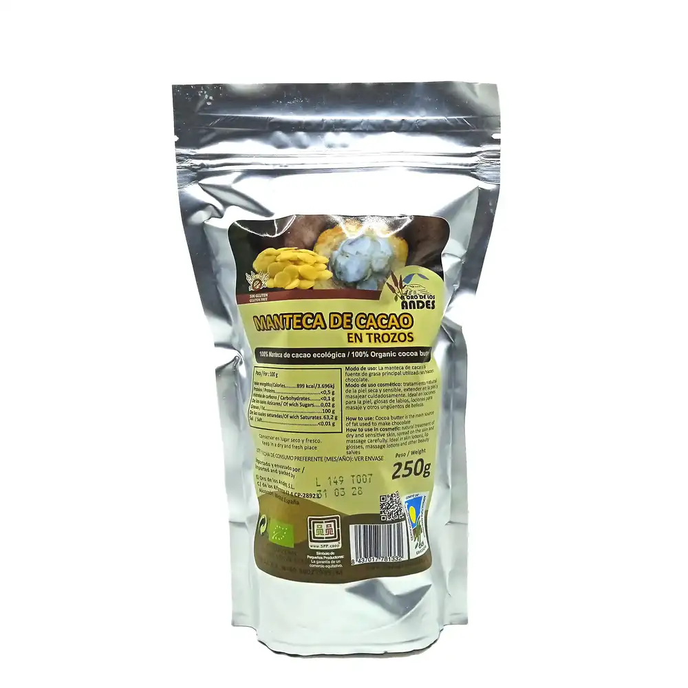Manteca de cacao crudo en trozos ecologico