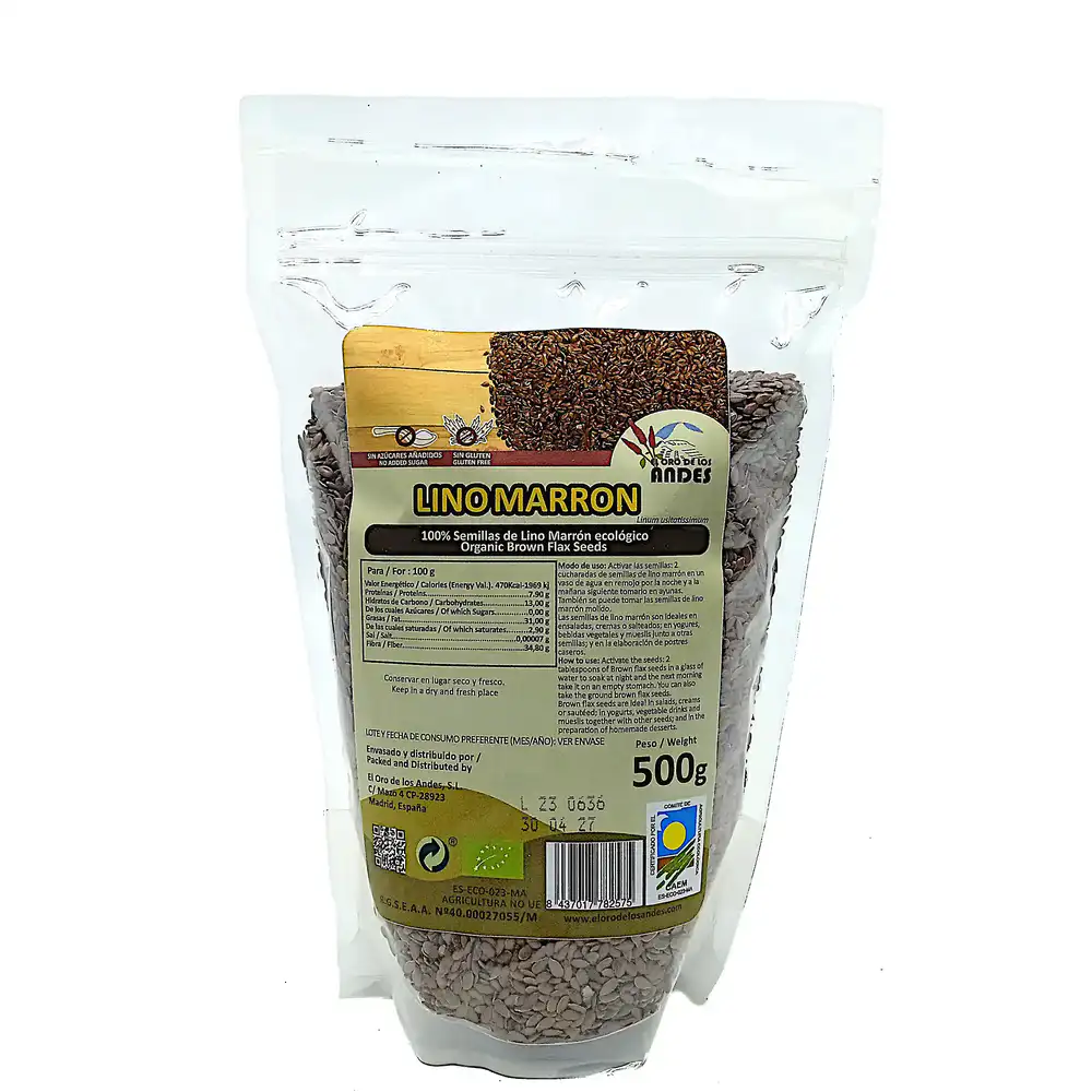 Semillas ecológicas de lino marron 500 gr