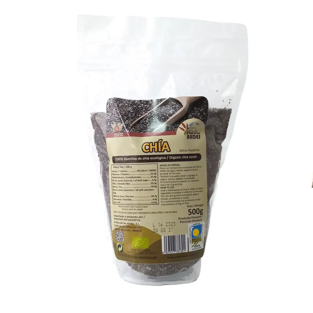 Bolsa de chia en grano de 500 gramos