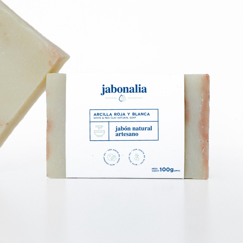 Jabón arcilla roja y blanca 100g.