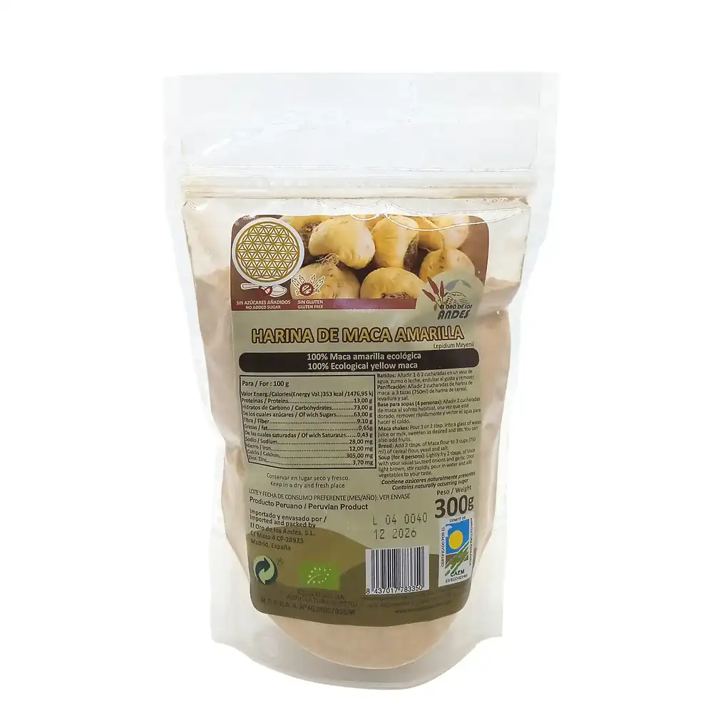 Harina maca amarilla BIO 300 g, El Oro De Los Andes