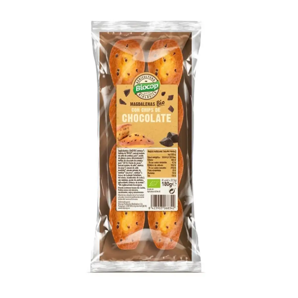 Magdalenas con chips de chocolate biocop