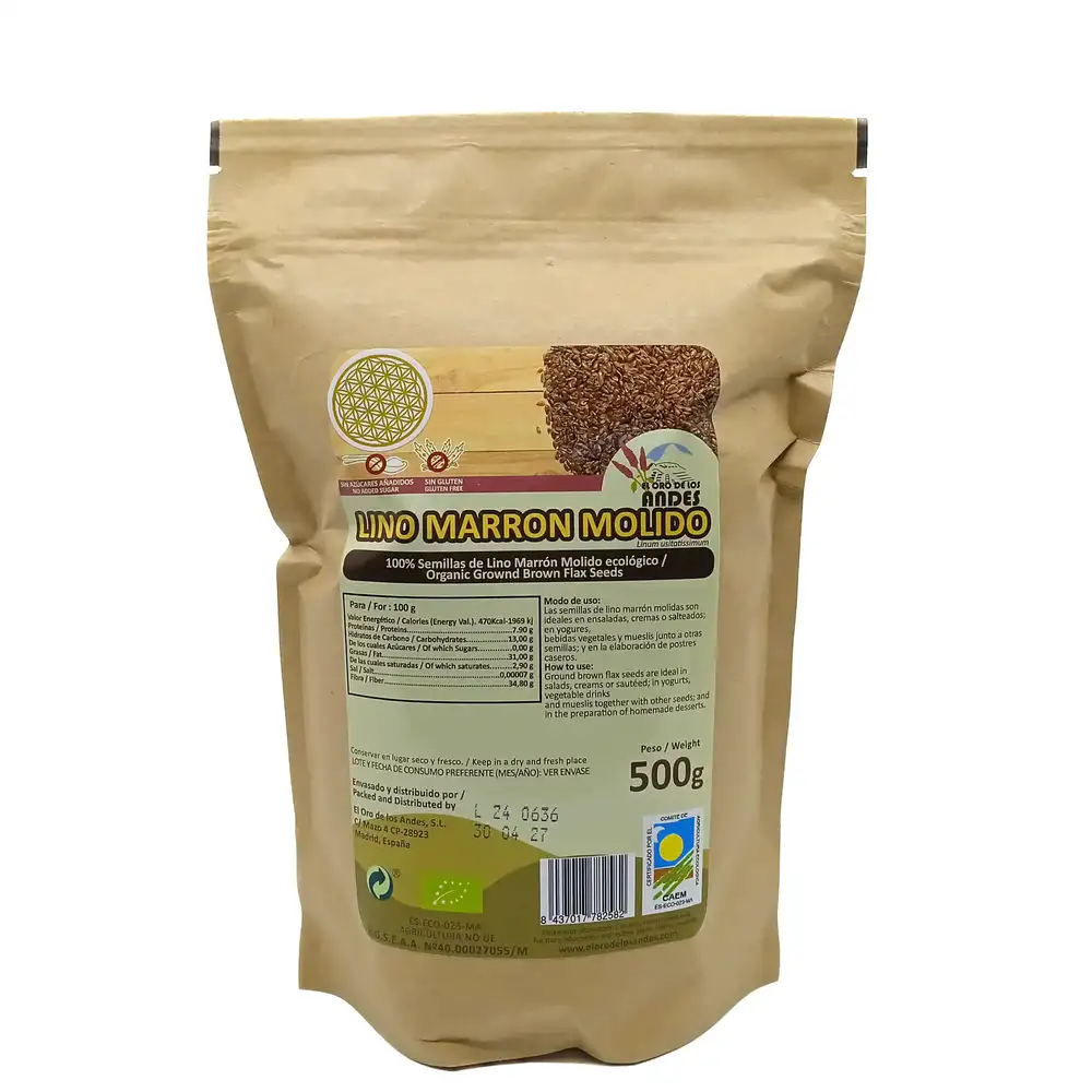 Semillas de Lino Marrón molido ecológico 500grs.